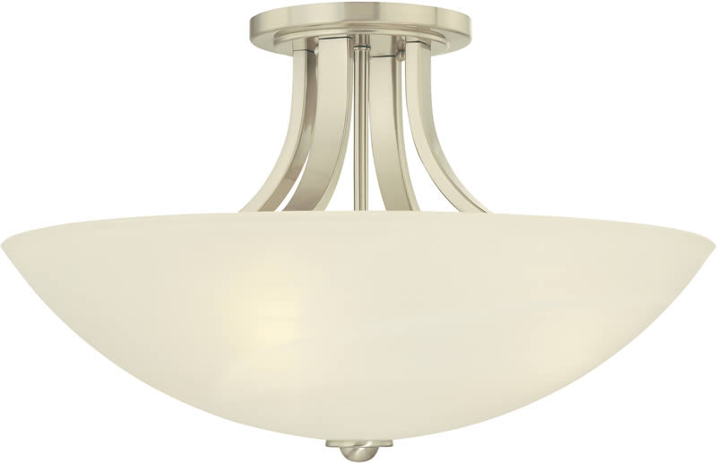 22"w Fireside 4-Light Semi Flushmount Satin Nickel