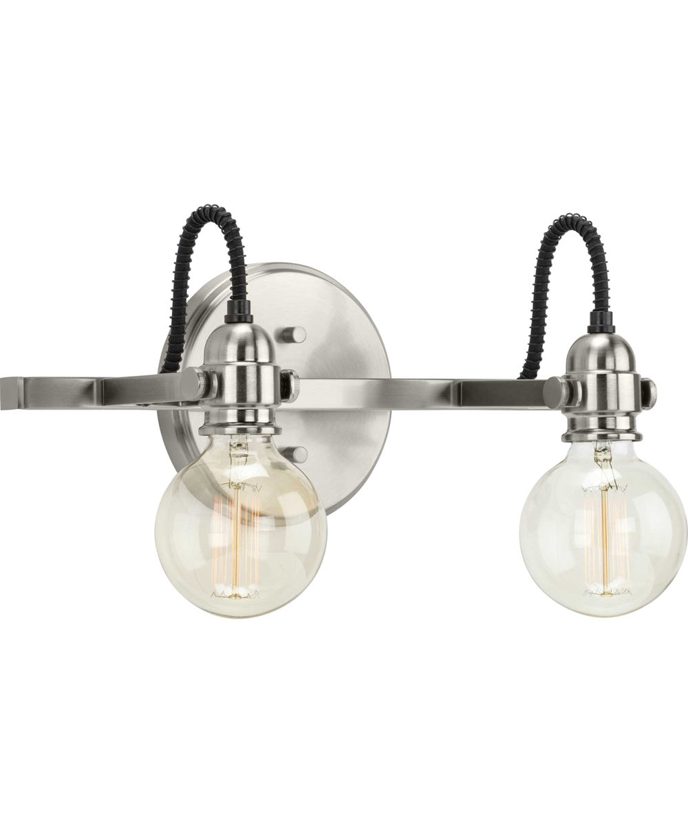 Axle 2-Light Vintage Style Bath Vanity Wall Light Brushed Nickel