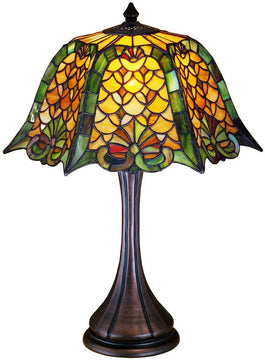 21"H Shell and Diamond  Tiffany Table Lamp