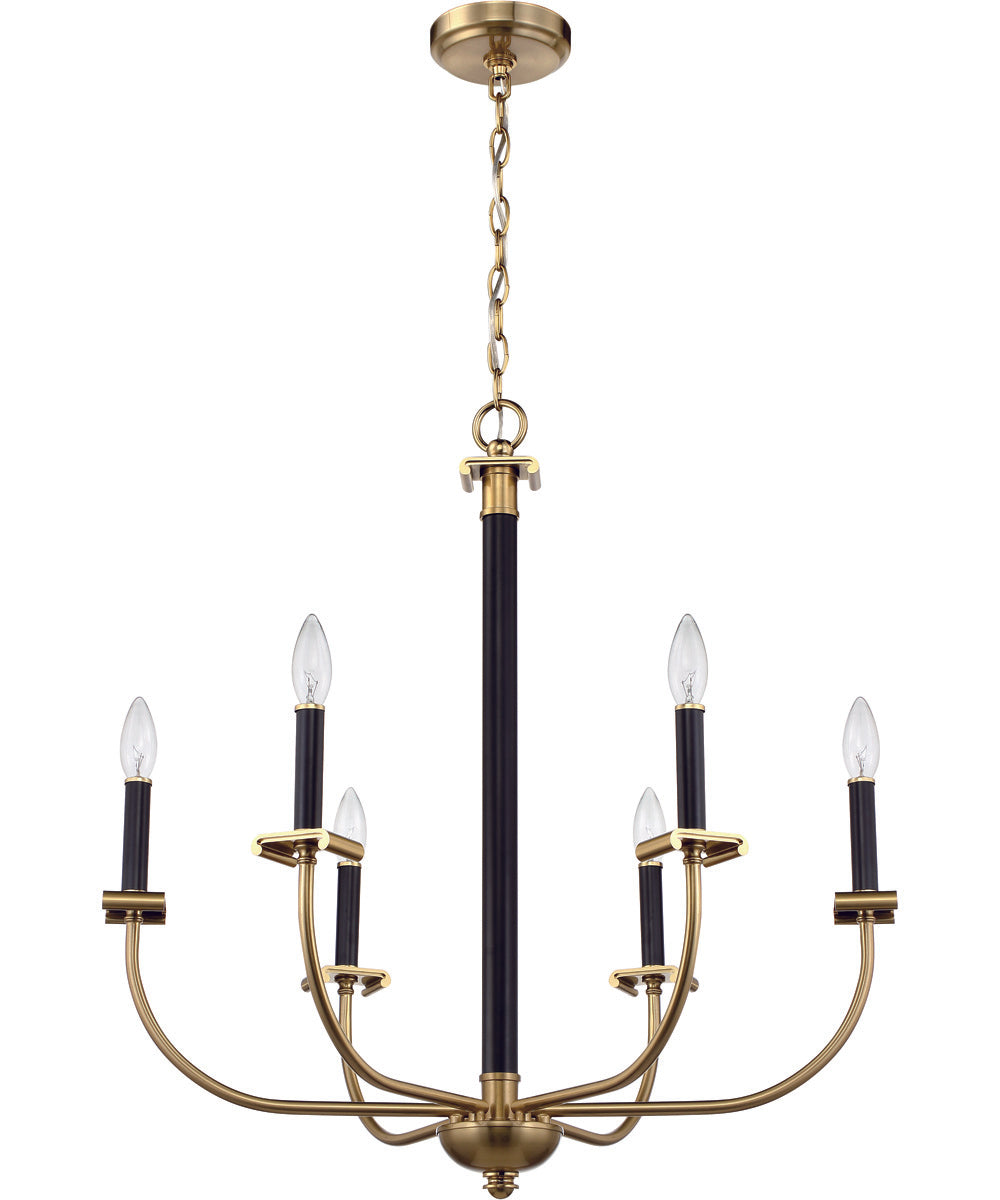 Stanza 6-Light Chandelier Flat Black/Satin Brass