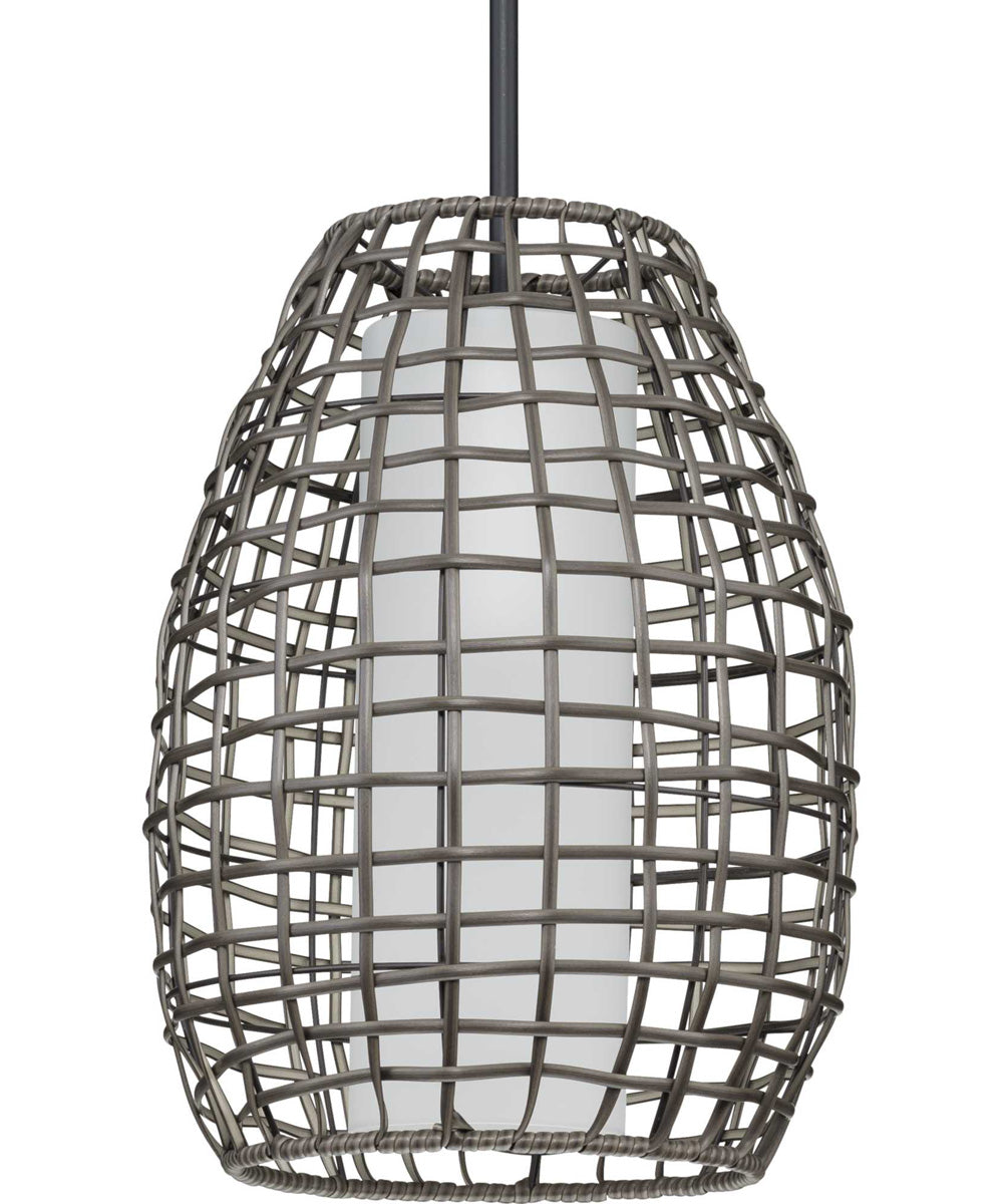Pawley 1-Light Dark Gray Rattan Indoor/Outdoor Hanging Pendant Light Matte Black