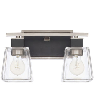 Tux 2-Light Vanity In Black Tie With Clear Glass