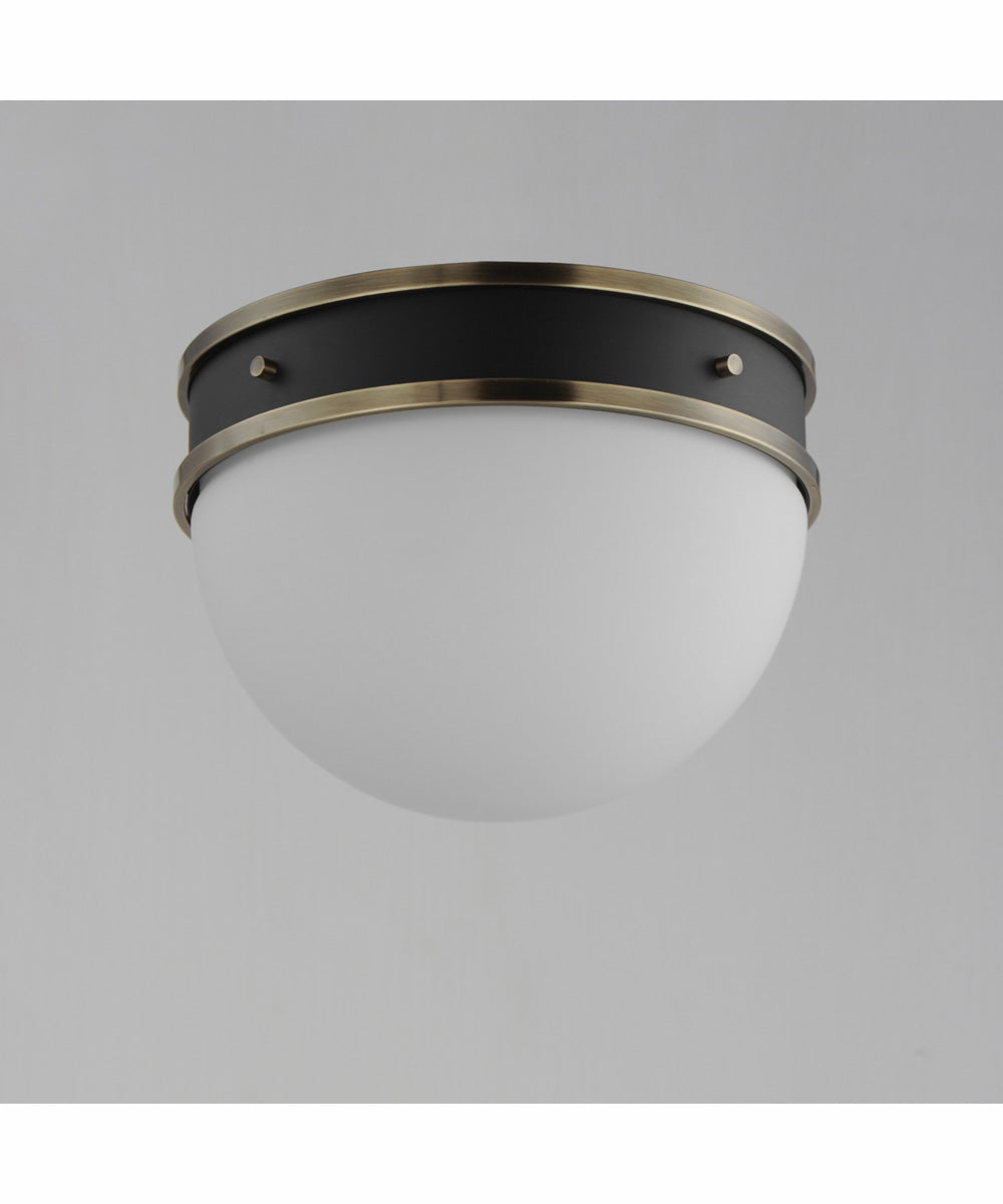 Duke 1-Light Flush Mount Black/Weathered Brass