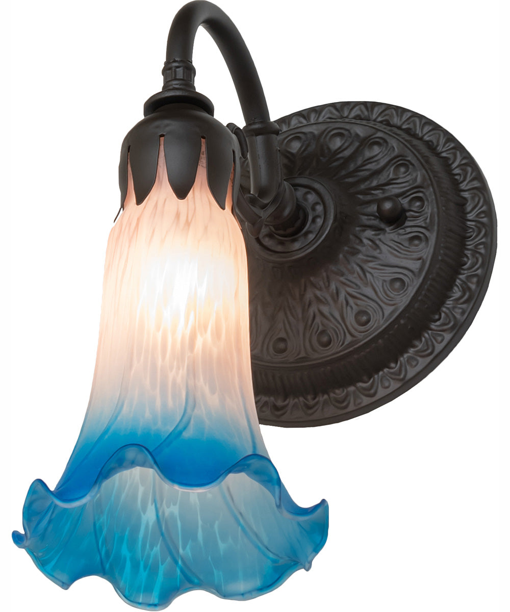 5.5" Wide Pink/Blue Tiffany Pond Lily Wall Sconce