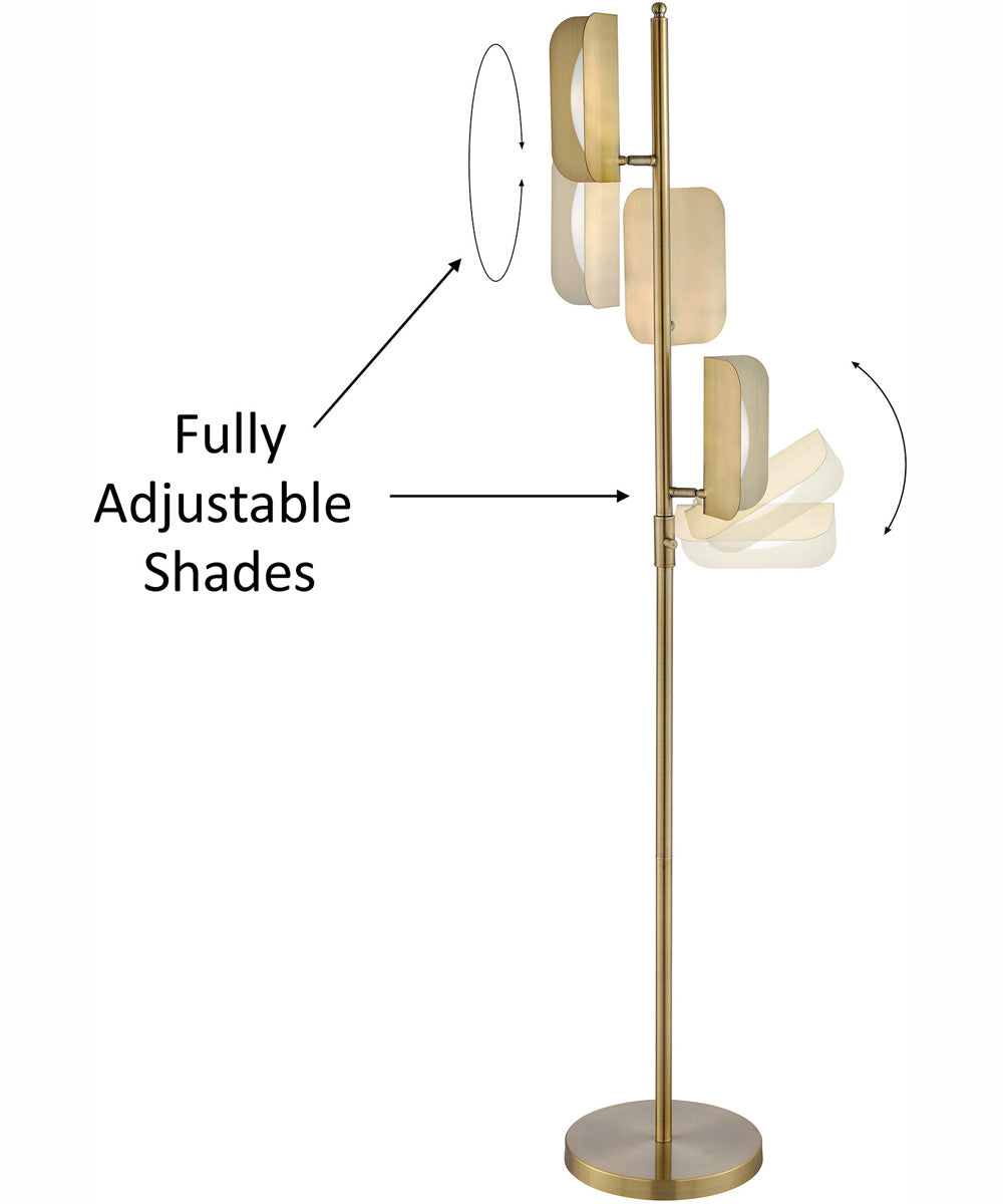 Qwin 3-Light Led 3-Light Floor Lamp Antique Brass/White Acrylic Shade