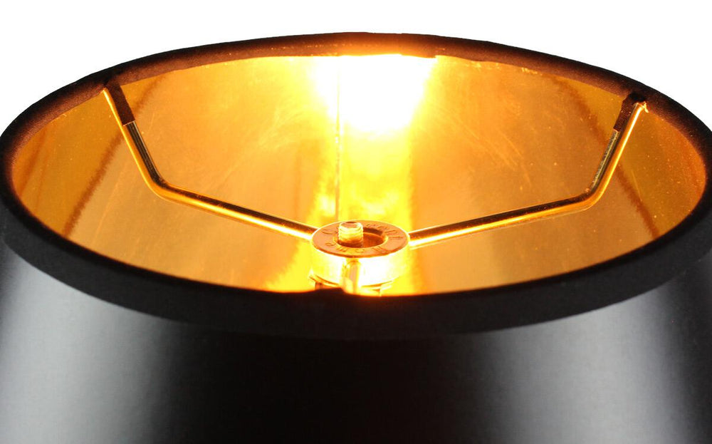 14"W x 11"H Bold Black with True Gold Lining Hard Back Empire Lampshade