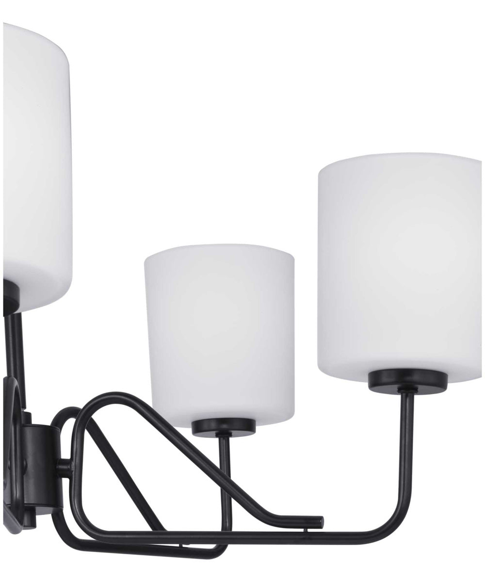 Tobin 5-Light Etched White Glass Modern Chandelier Light Matte Black