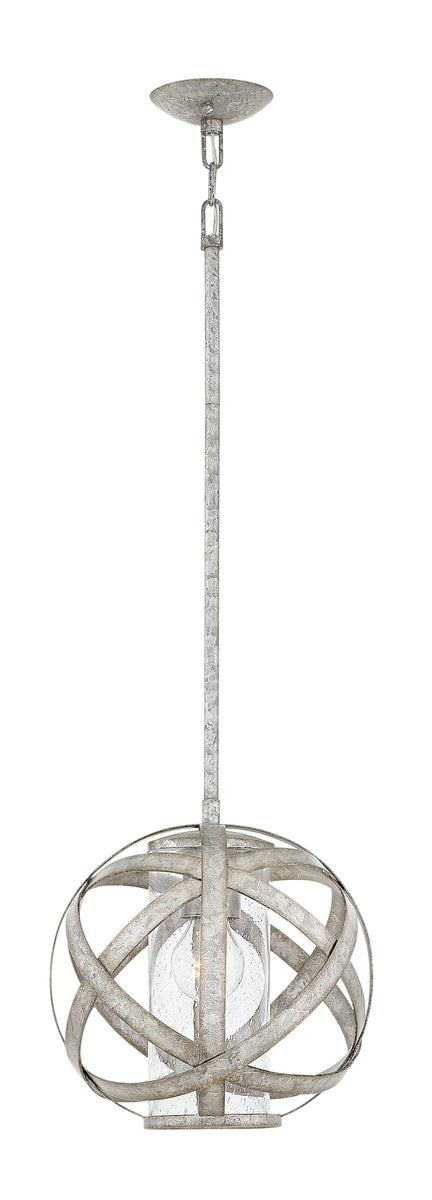 10"W Carson 1-Light Outdoor Stem Hung Pendant in Weathered Zinc