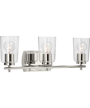 Adley 3-Light Clear Glass New Traditional Bath Vanity Light Polished Nickel