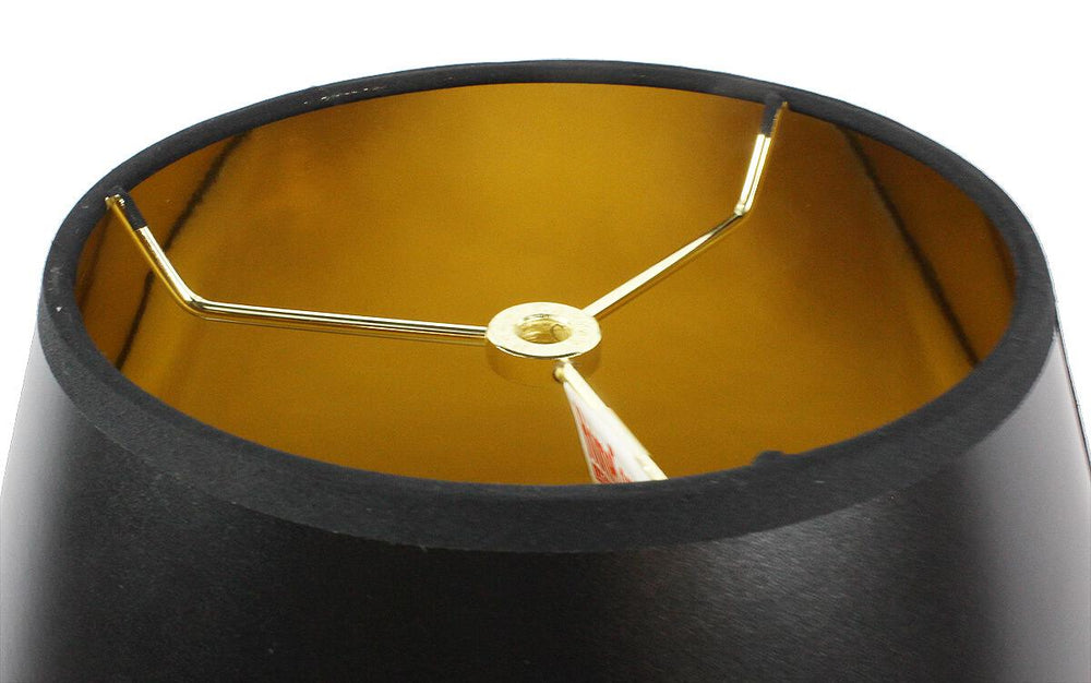 16"W x 12"H Bold Black with True Gold Lining Hard Back Empire Lampshade