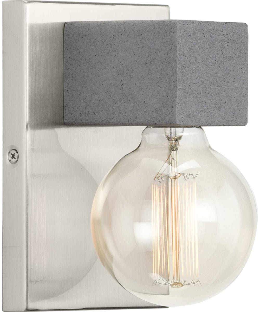 Mill Beam 1-Light Brushed Nickel/Faux Concrete Industrial Style Wall Light Brushed Nickel