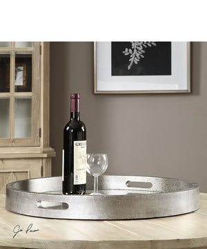 2"H Bechet Round Silver Tray