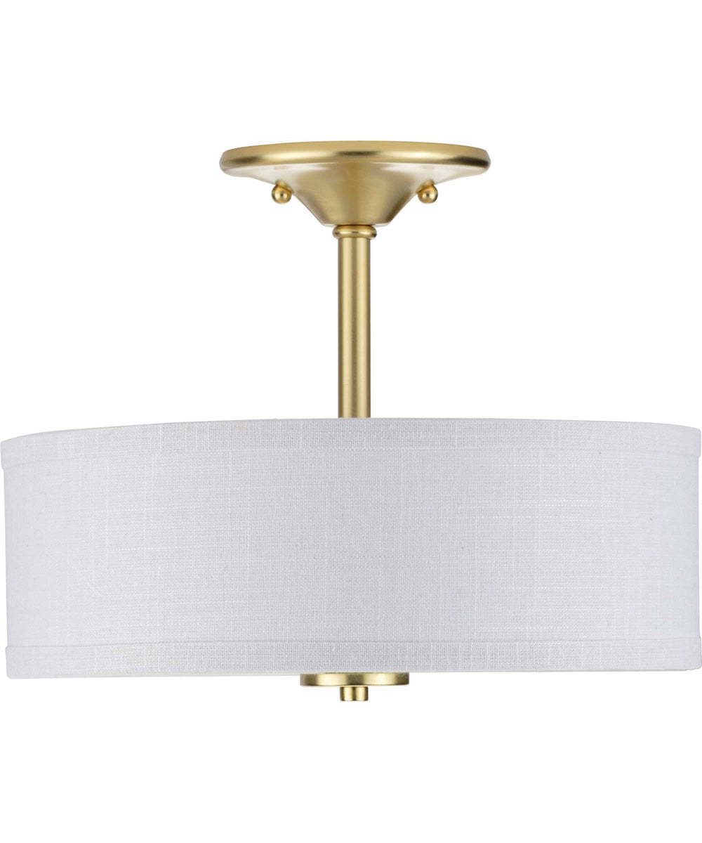 Inspire 2-Light Summer Linen Shade New Traditional Semi-Flush Light Satin Brass