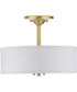Inspire 2-Light Summer Linen Shade New Traditional Semi-Flush Light Satin Brass