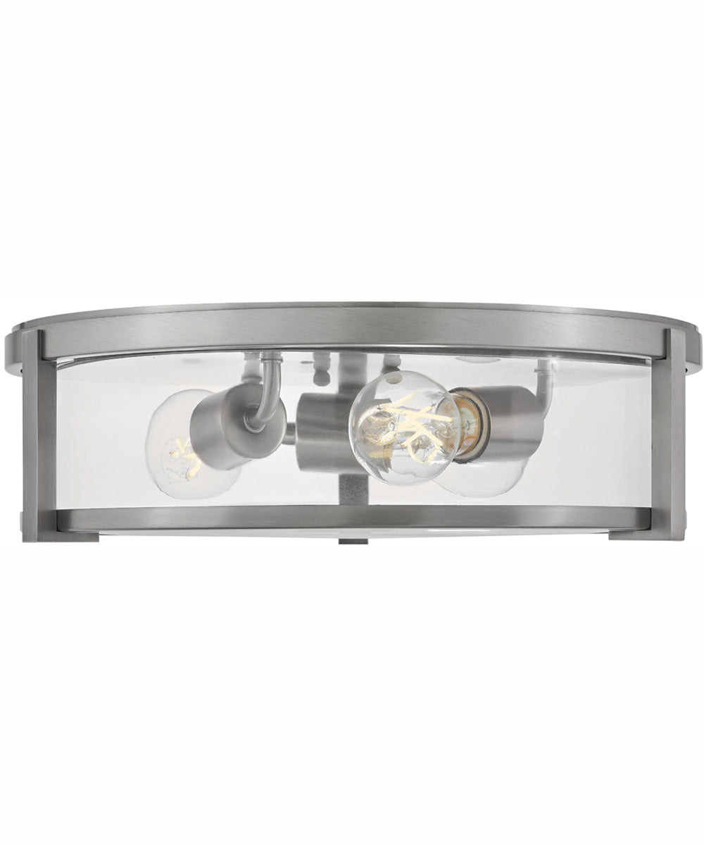 Lowell 3-Light Large Flush Mount in Antique Nickel with Clear glass