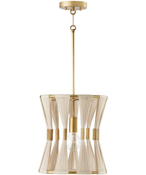Bianca 1-Light Pendant Bleached Natural Rope and Patinaed Brass