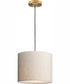 Markor 1-Light Ecru Linen Shade Transitional Pendant Brushed Nickel;Matte Black;Vintage Brass