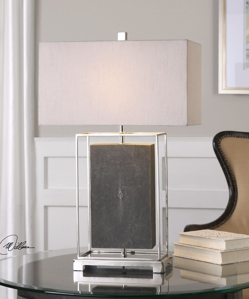 29"H Sakana Gray Textured Table Lamp