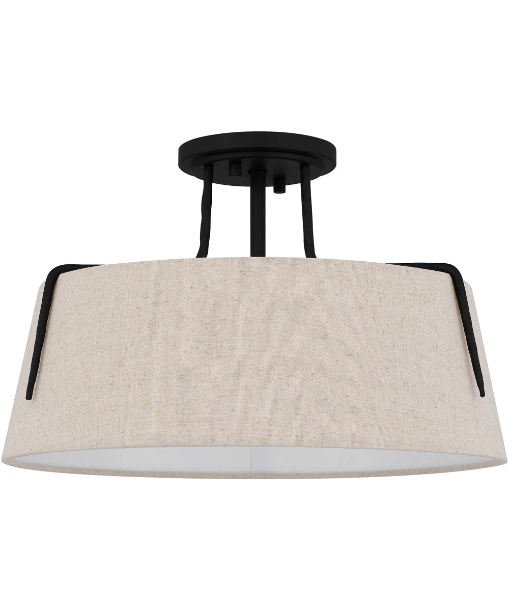 Leona 3-light Semi Flush Mount Matte Black