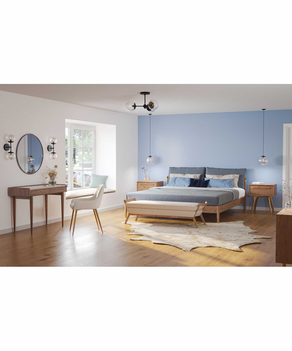 Atwell 3-Light Mid-Century Modern Semi-Flush Mount Matte Black