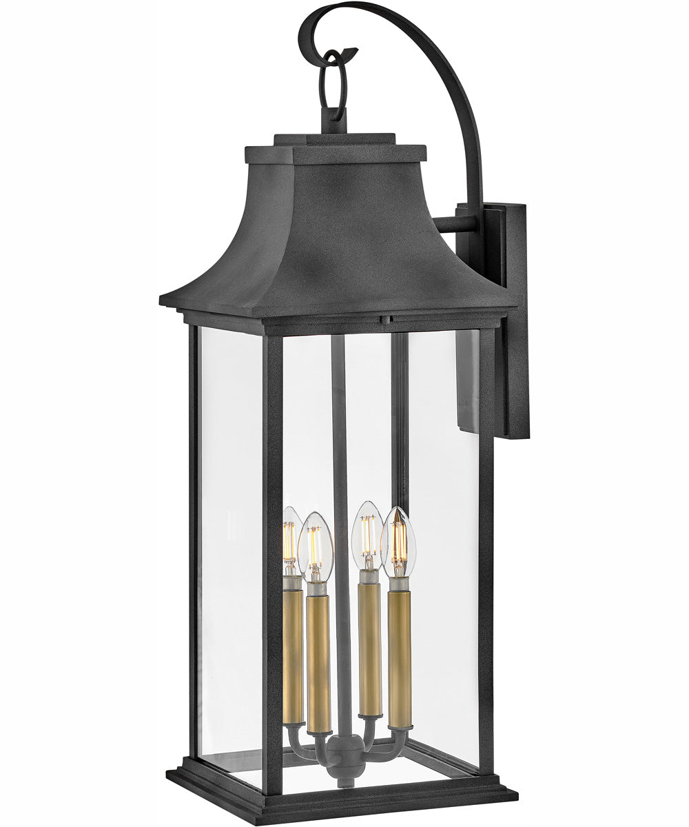 Adair 4-Light Extra Large Wall Mount Lantern in Aged Zinc