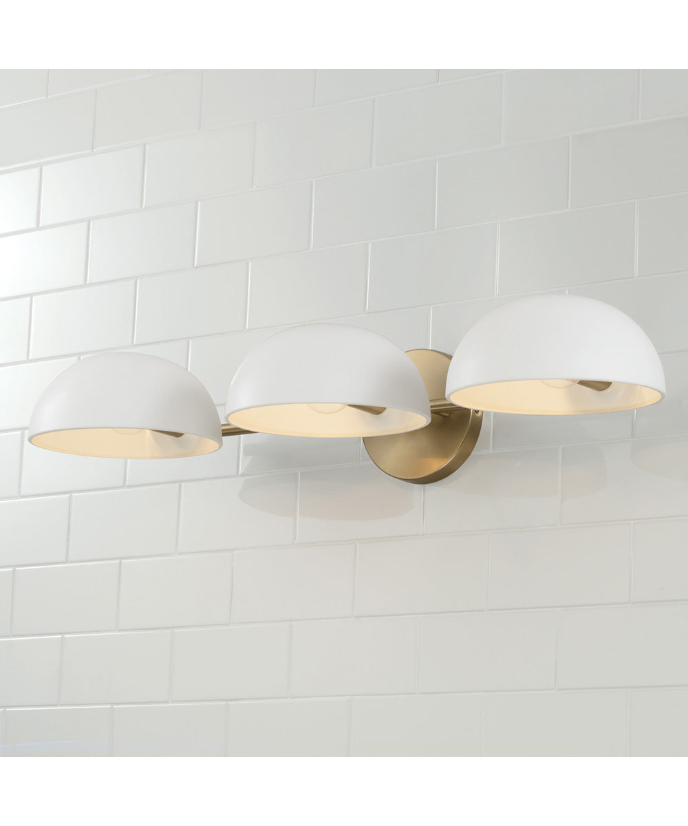 Reece 3-Light Vanity Aged Brass and White