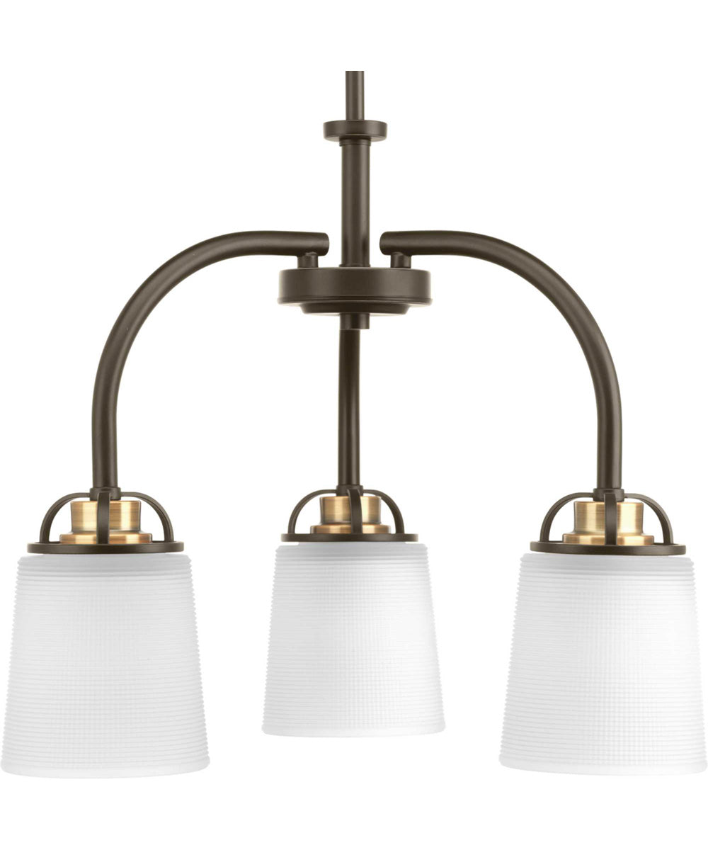 West Village 3-Light Etched Double Prismatic Glass Farmhouse Chandelier Light Antique Bronze