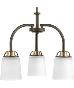View the Progress Lighting West Village 3-Light Etched Double Prismatic Glass Farmhouse Chandelier Light Antique Bronze