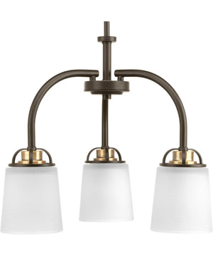 West Village 3-Light Etched Double Prismatic Glass Farmhouse Chandelier Light Antique Bronze