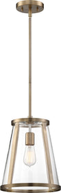 11"W Bruge 1-Light Pendant Burnished Brass / Clear