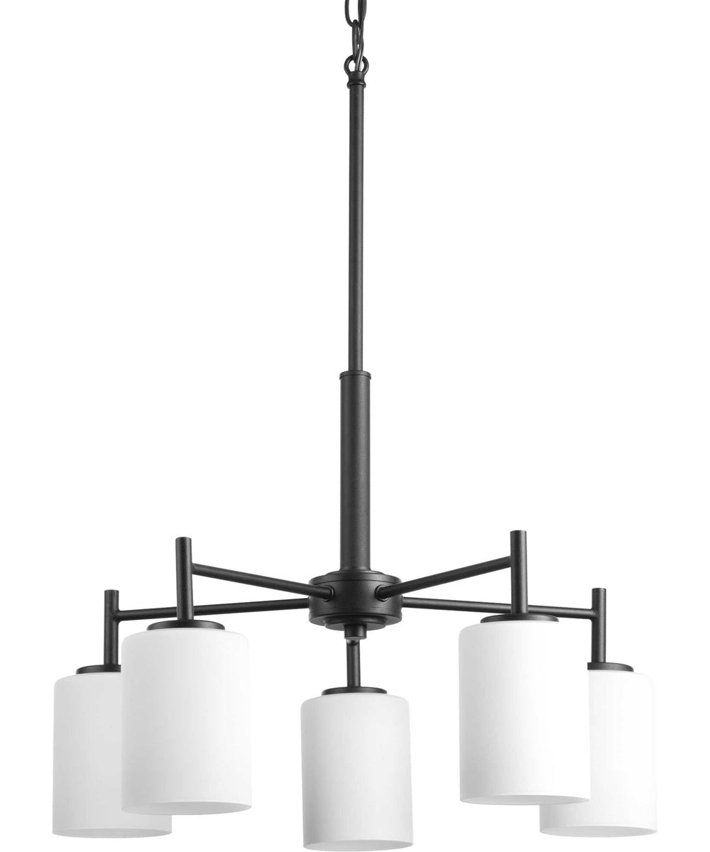Replay 5-Light Etched White Glass Modern Chandelier Light Textured Black