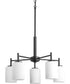 Replay 5-Light Etched White Glass Modern Chandelier Light Textured Black