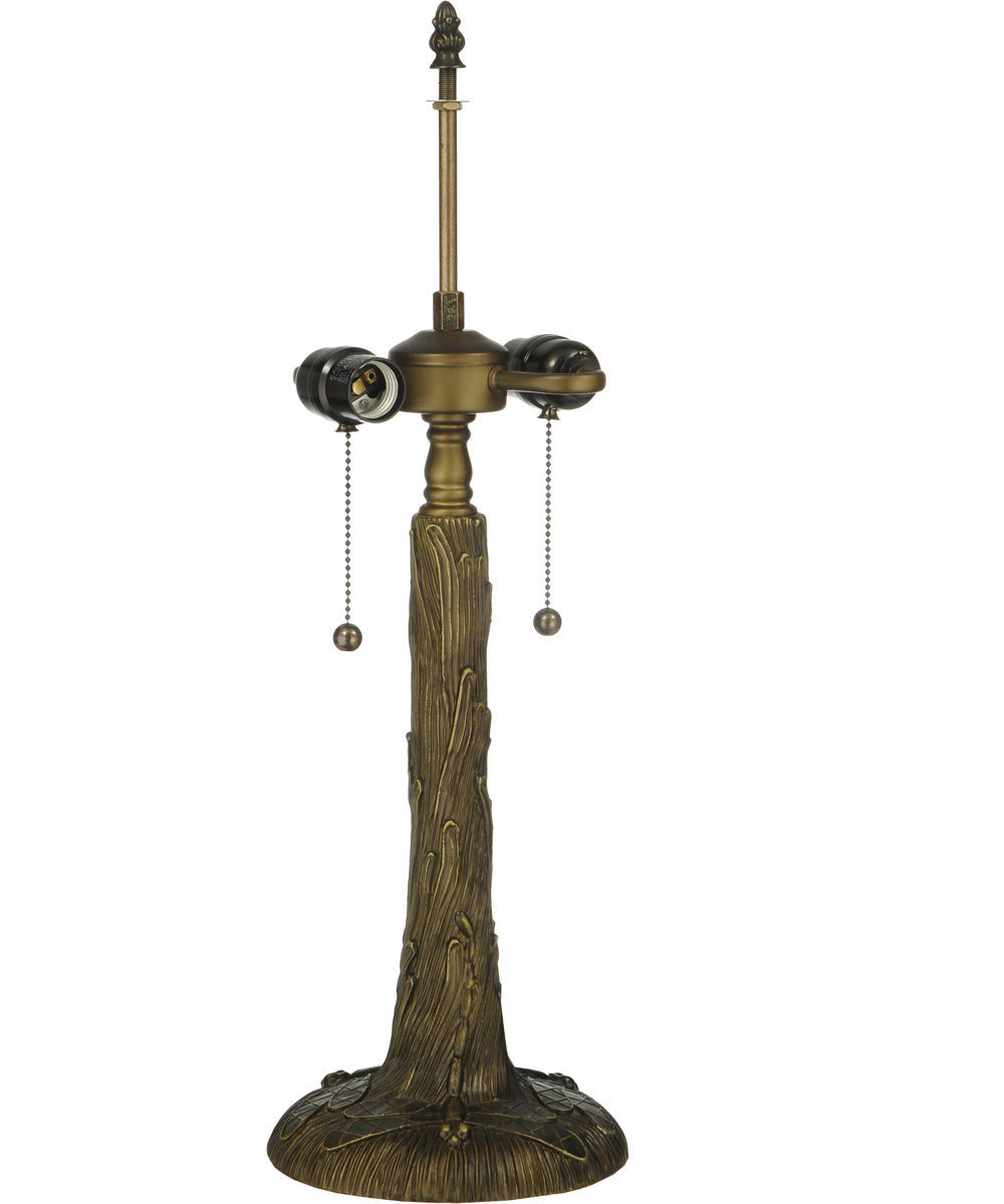 23"H Dragonfly Flower  2-Light Tiffany Table Lamp Mahogany Bronze