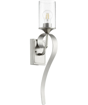 5"W 1-light Wall Mount Light Fixture Brushed Silver w/ Clear/Seeded