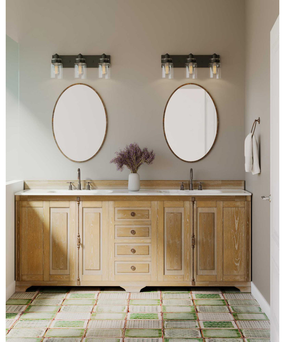 Calhoun 3-Light Clear Glass Farmhouse Bath Vanity Light Antique Bronze