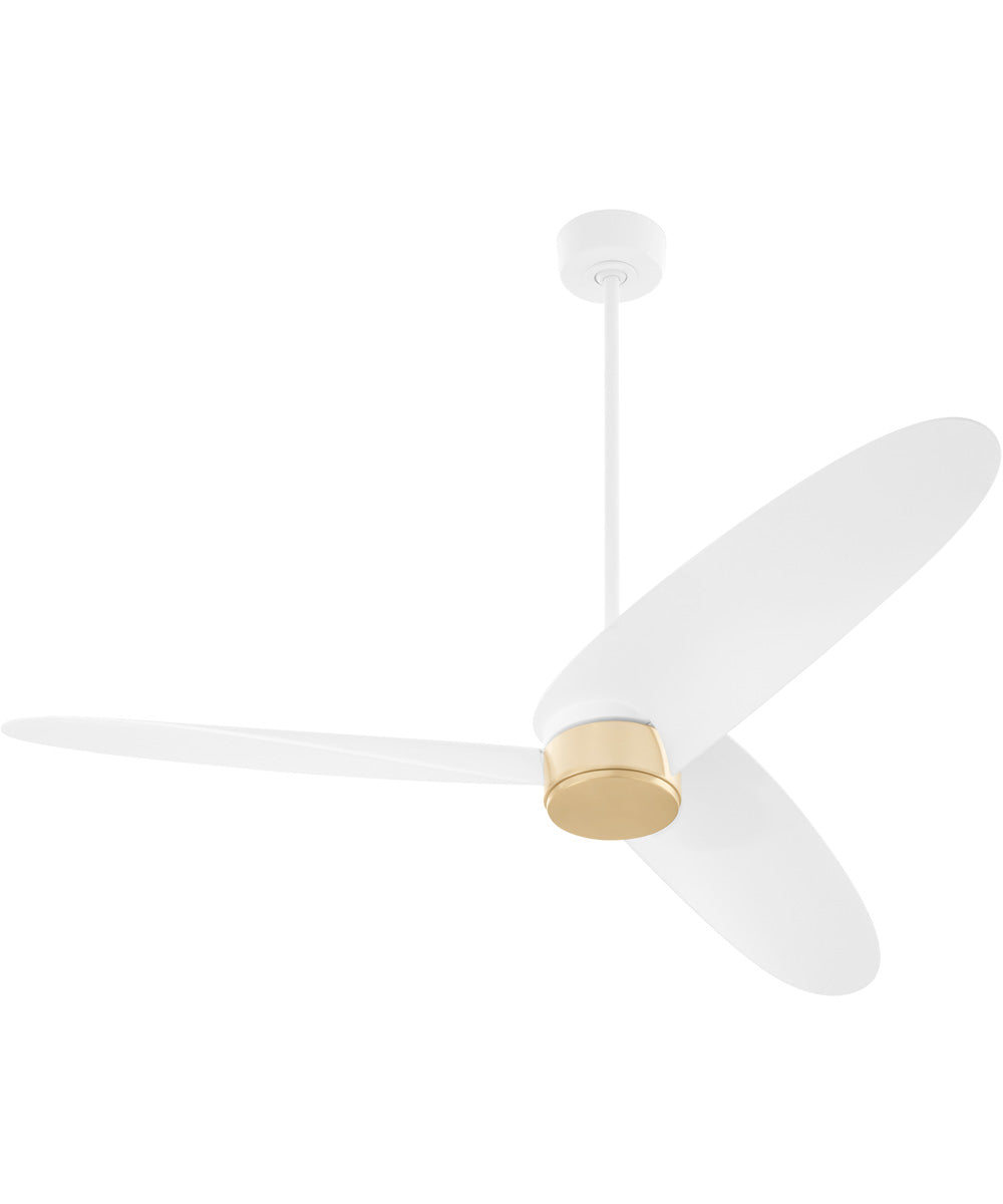 60" Brisa 1-light LED Patio Ceiling Fan Studio White w/ Aged Brass
