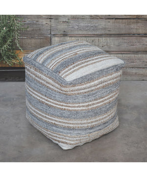 Mesick Handwoven Gray Pouf