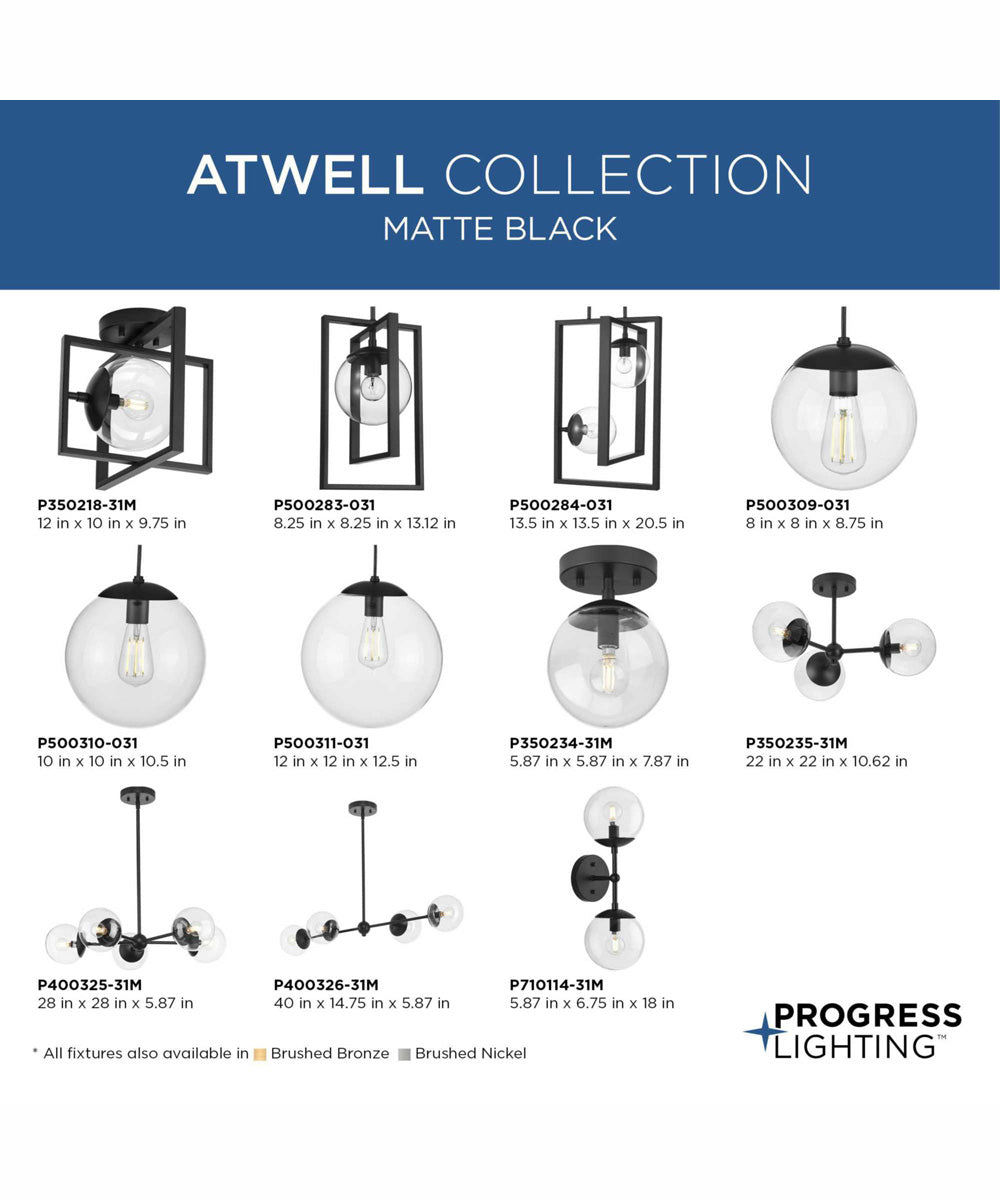 Atwell 3-Light Mid-Century Modern Semi-Flush Mount Matte Black