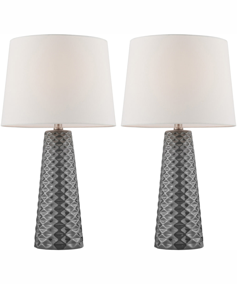 Muriel 2-Light 2 Pack-Table Lamp Grey Ceramichrome/ White Linen
