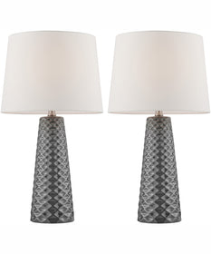 Muriel 2-Light 2 Pack-Table Lamp Grey Ceramichrome/ White Linen