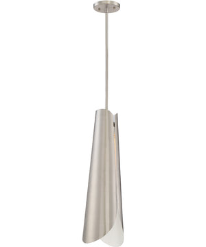 9"W Thorn 1-Light Pendant Brushed Nickel / White Accents