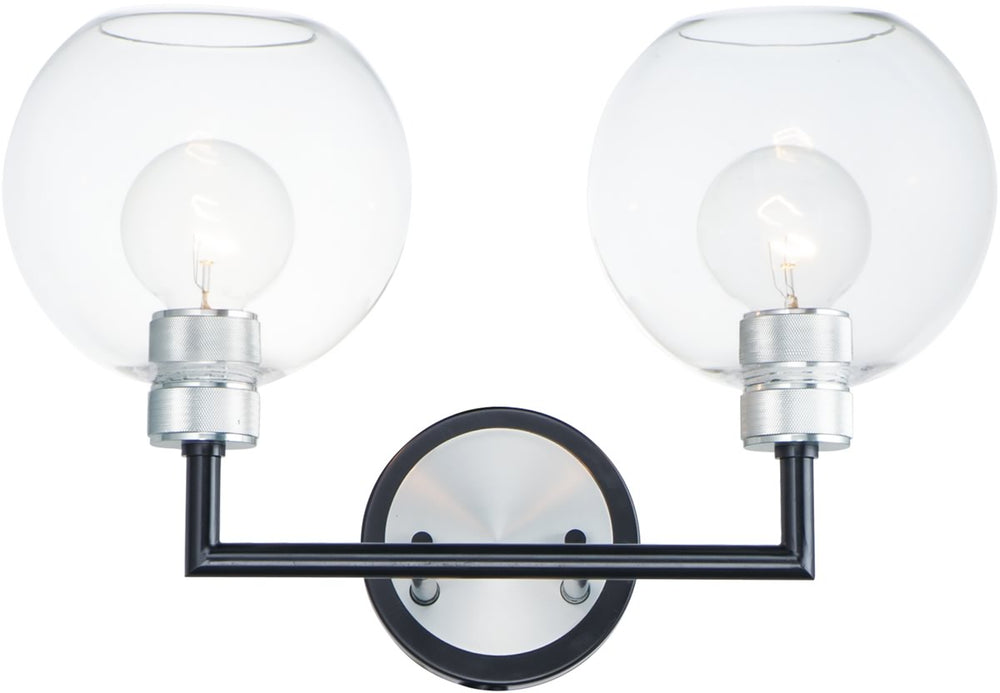 18"W Vessel 2-Light Bath Vanity Black / Brushed Aluminum