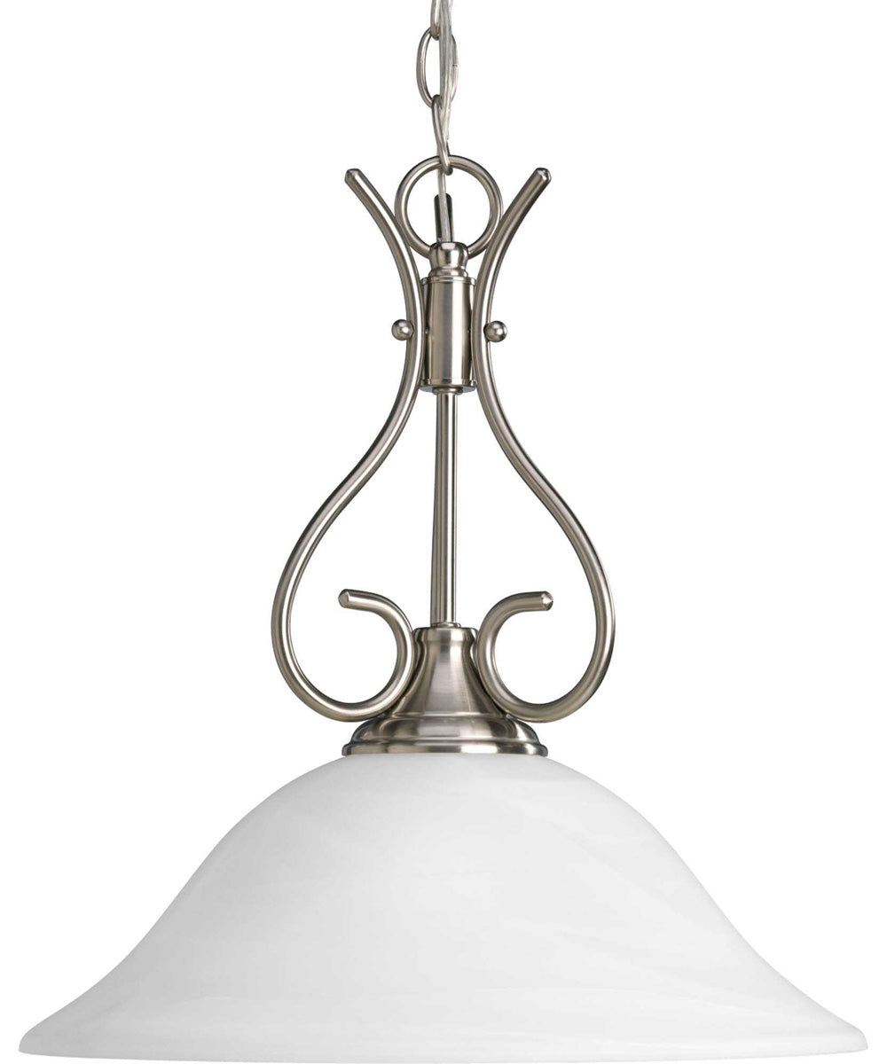 Alabaster Glass 1-Light Traditional Pendant Light Brushed Nickel