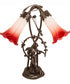 17" High Red/White Pond Lily Tiffany Pond Lily 2 Light Trellis Girl Accent Lamp