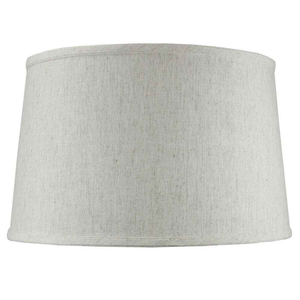16"W 1 Light Swag Plug-In Pendant  Shallow Drum Textured Oatmeal Shade White Cord