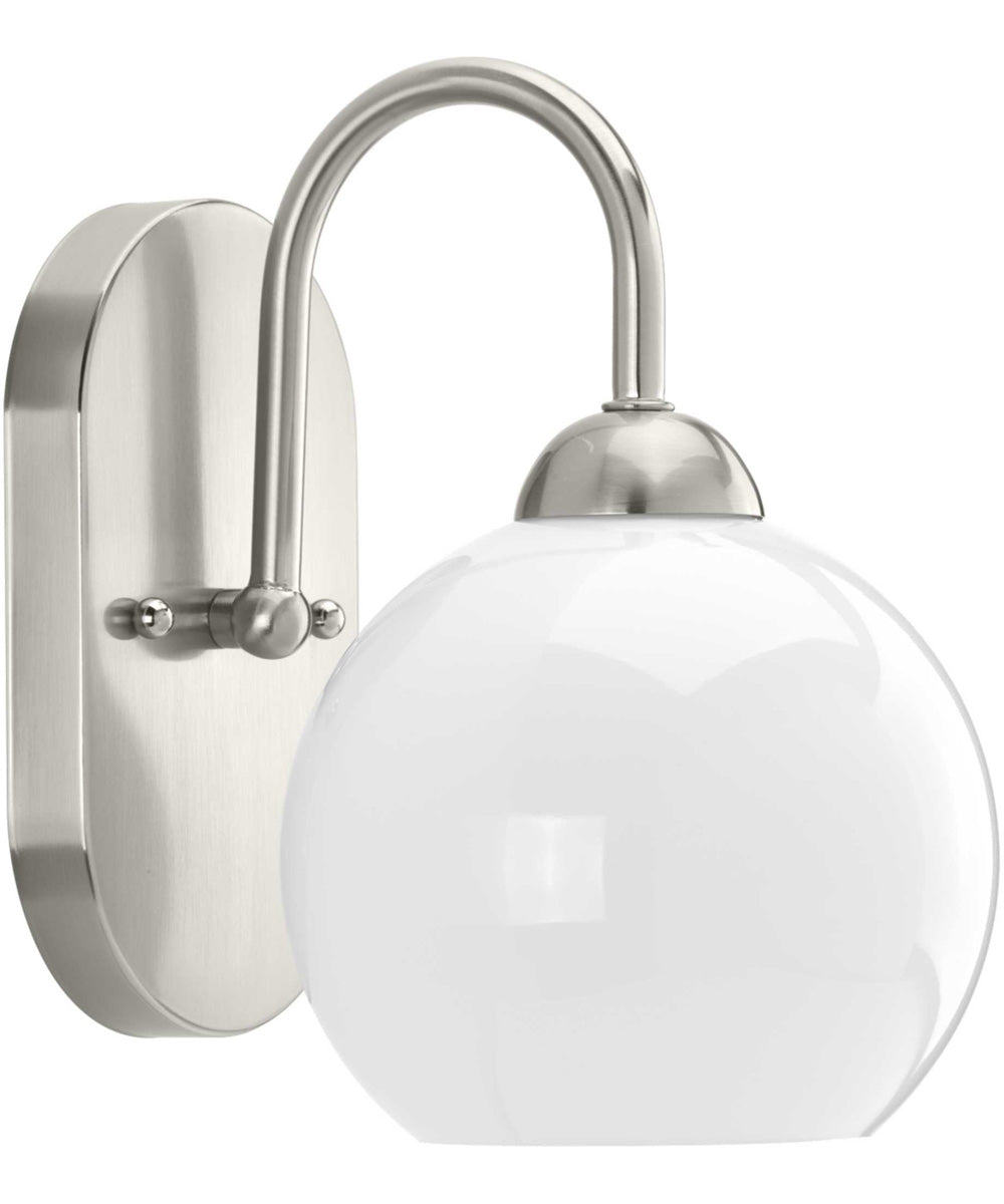 Carisa 1-Light Opal Glass Mid-Century Modern Bath Vanity Light Brushed Nickel