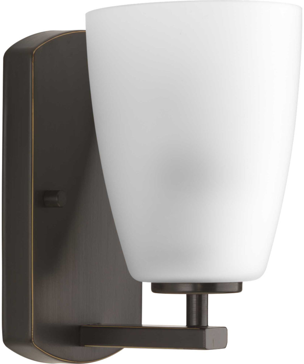 Leap 1-Light Etched Glass Modern Bath Vanity Light Antique Bronze