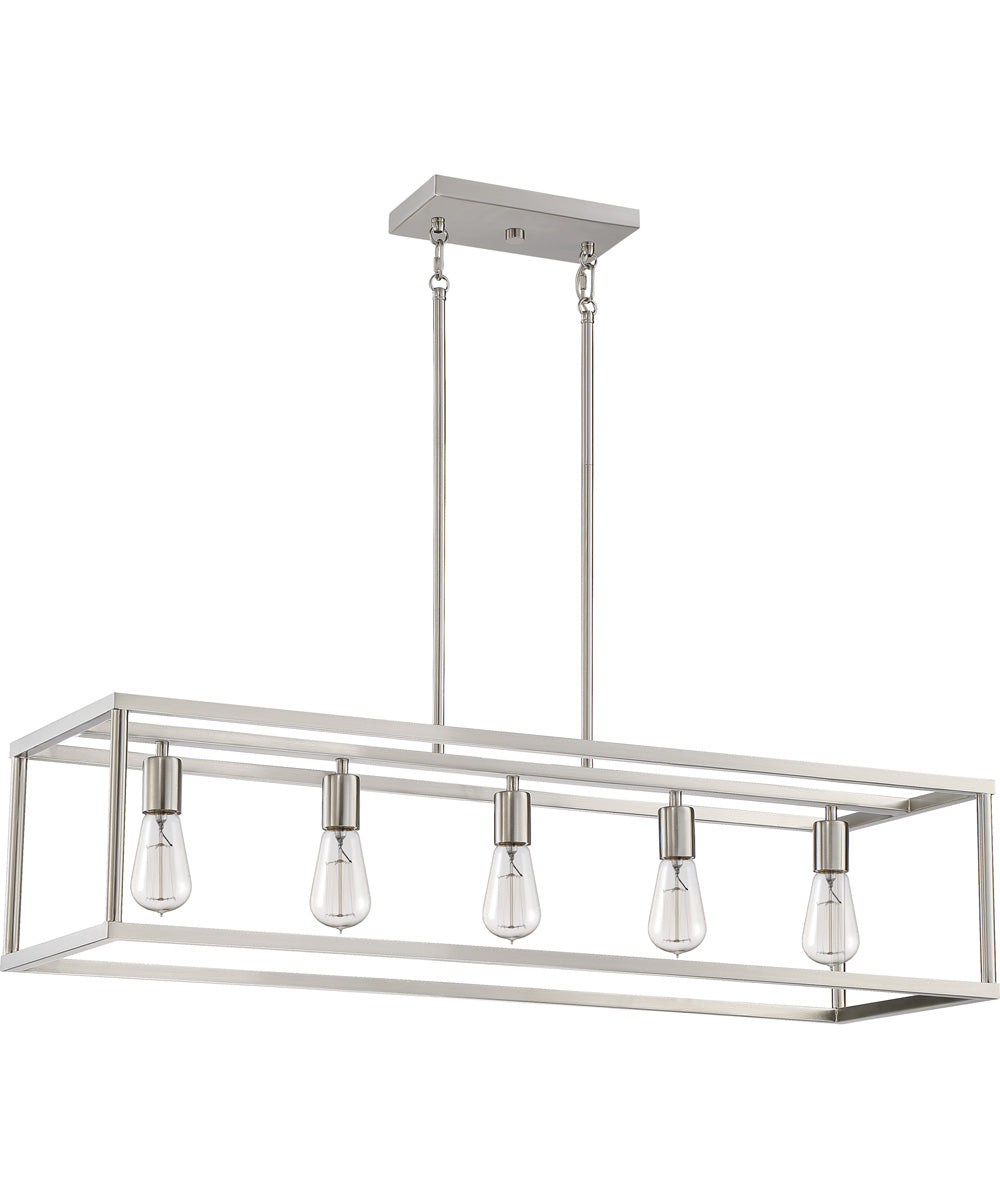 New Harbor 5-light Island Light Brushed Nickel