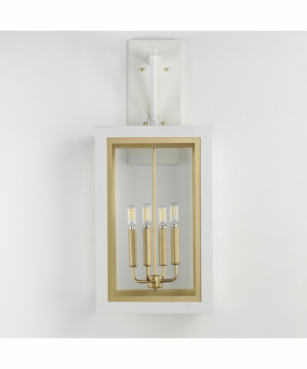 Neoclass 4-Light Outdoor Wall Sconce White/Gold