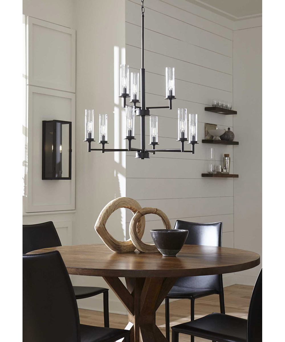 Stature 2-Light Clear Glass Transitional Style Large Outdoor Wall Lantern Textured Black